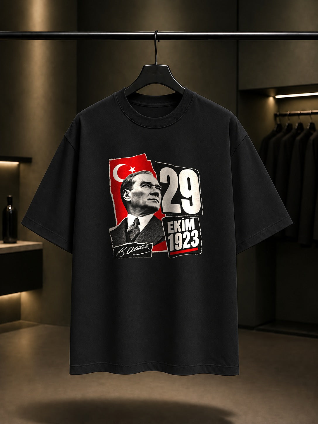 News Cut 29 Ekim tişört, siyah