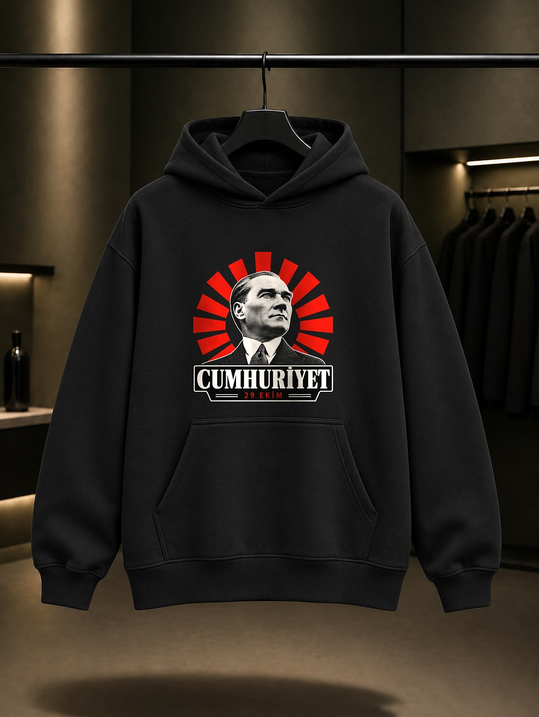 Light Window 29 Ekim kapüşonlu sweatshirt, siyah