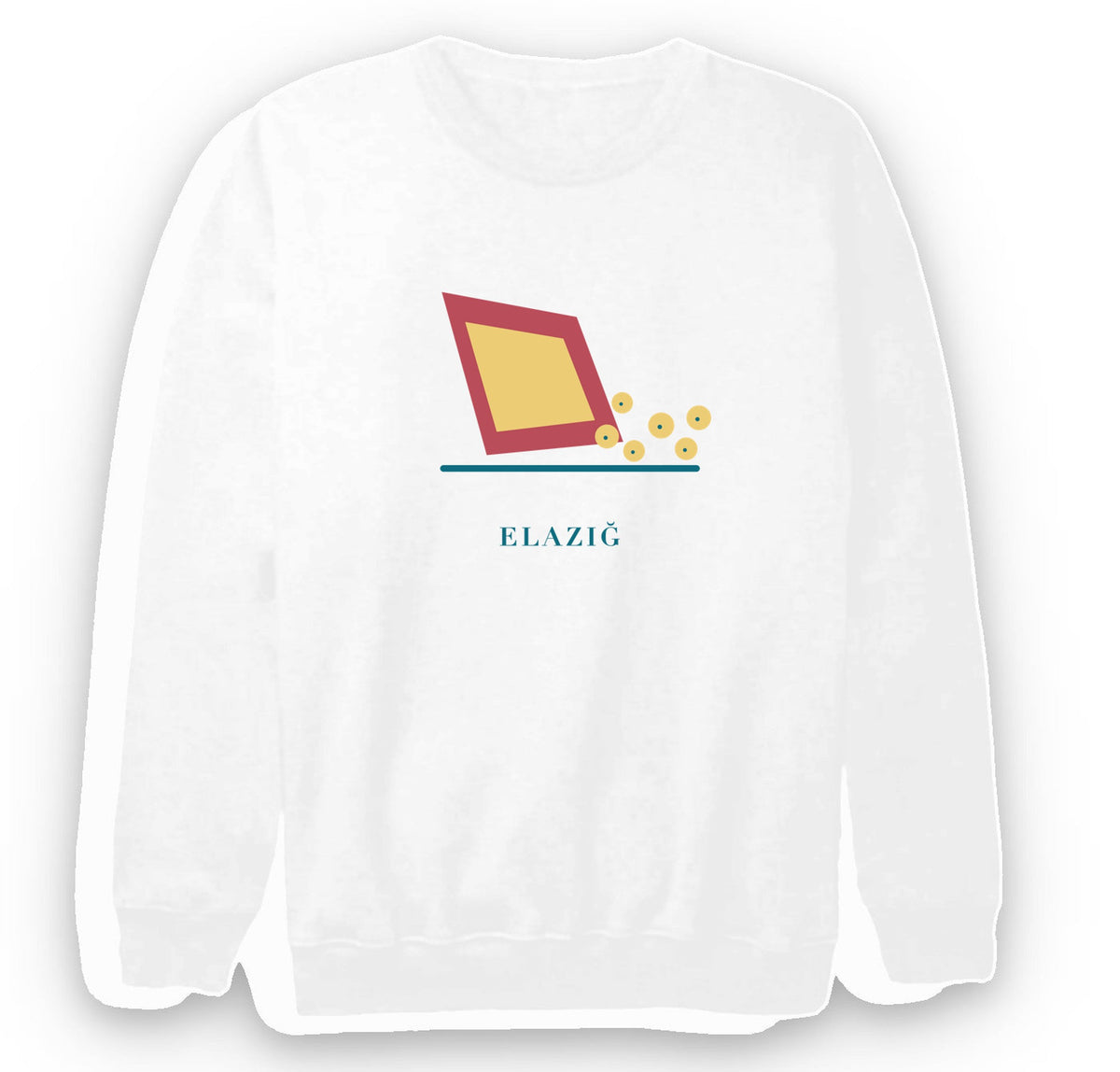 Elazığ Ağın Leblebisi baskılı beyaz sweatshirt