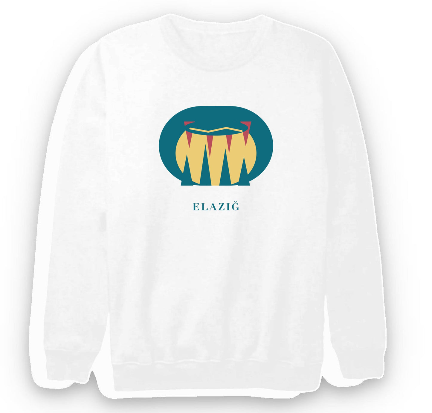 Elazığ Buzluk Mağarası baskılı beyaz sweatshirt