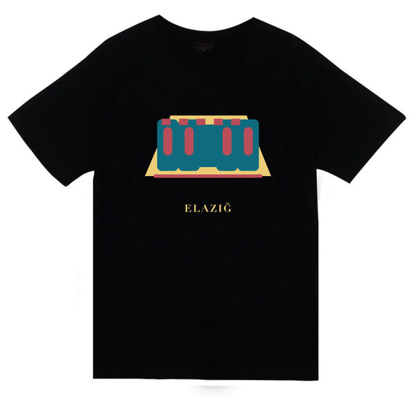 Elazığ Harput Kalesi baskılı siyah t-shirt