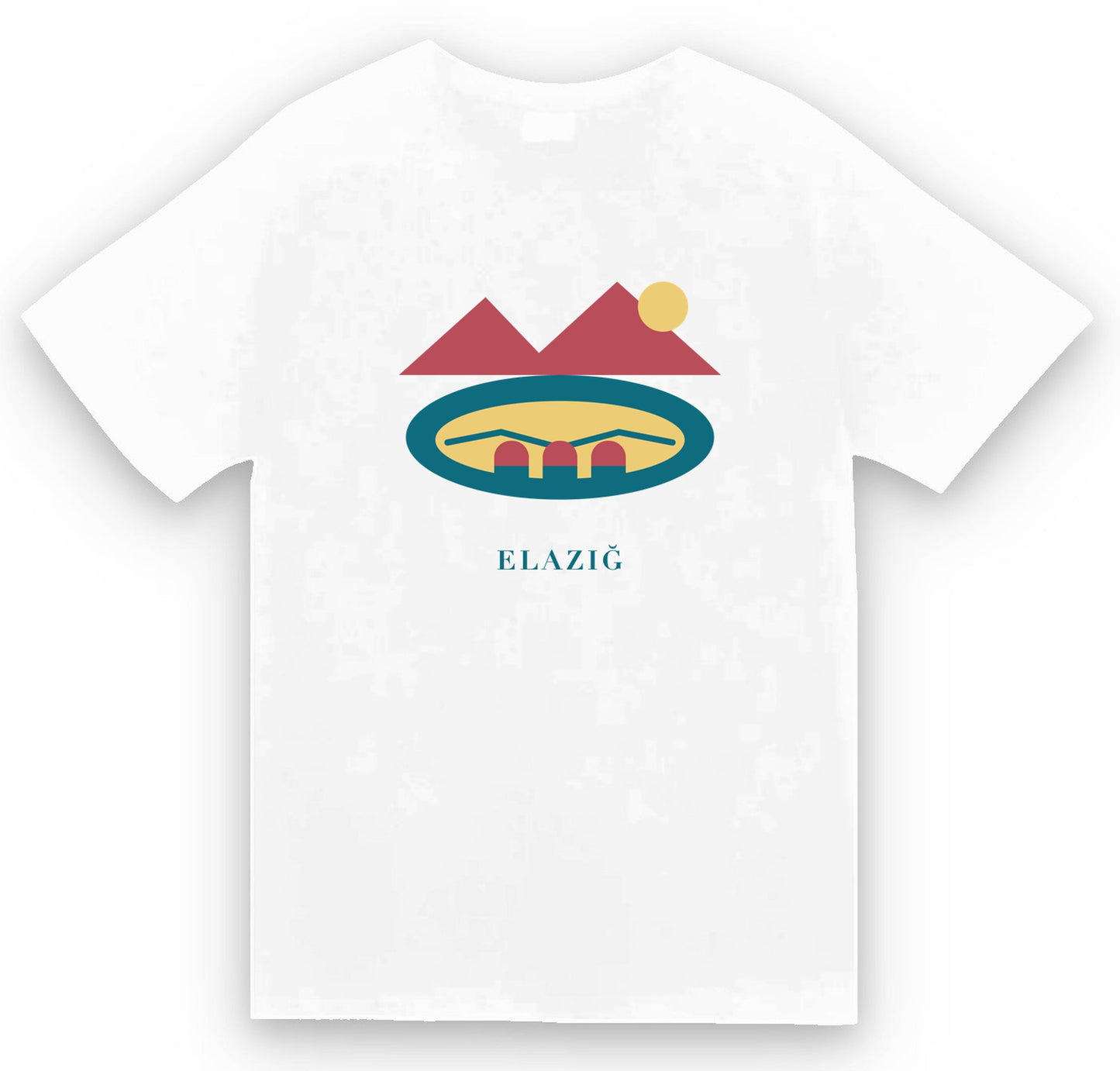 Elazığ Hazar Gölü Batık Şehir baskılı beyaz t-shirt