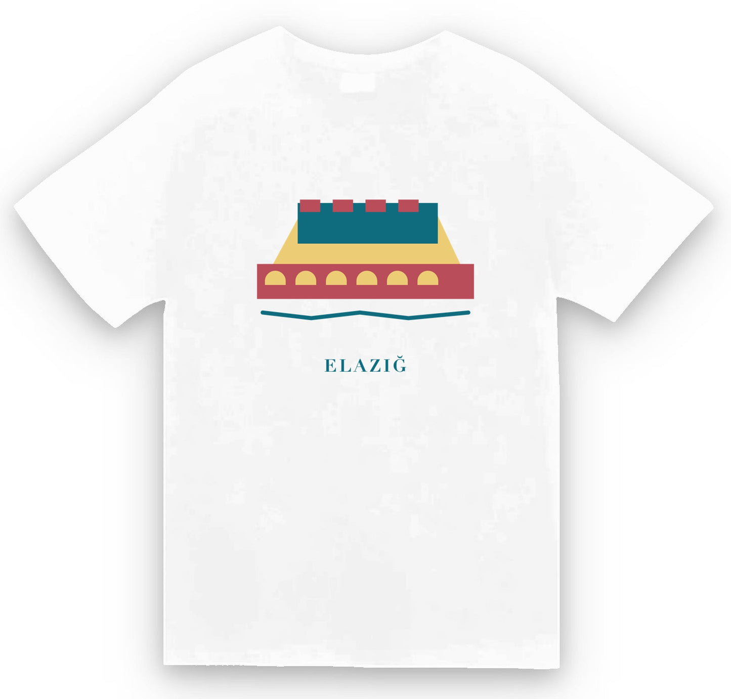 Elazığ Palu Köprüsü ve Kalesi baskılı beyaz t-shirt