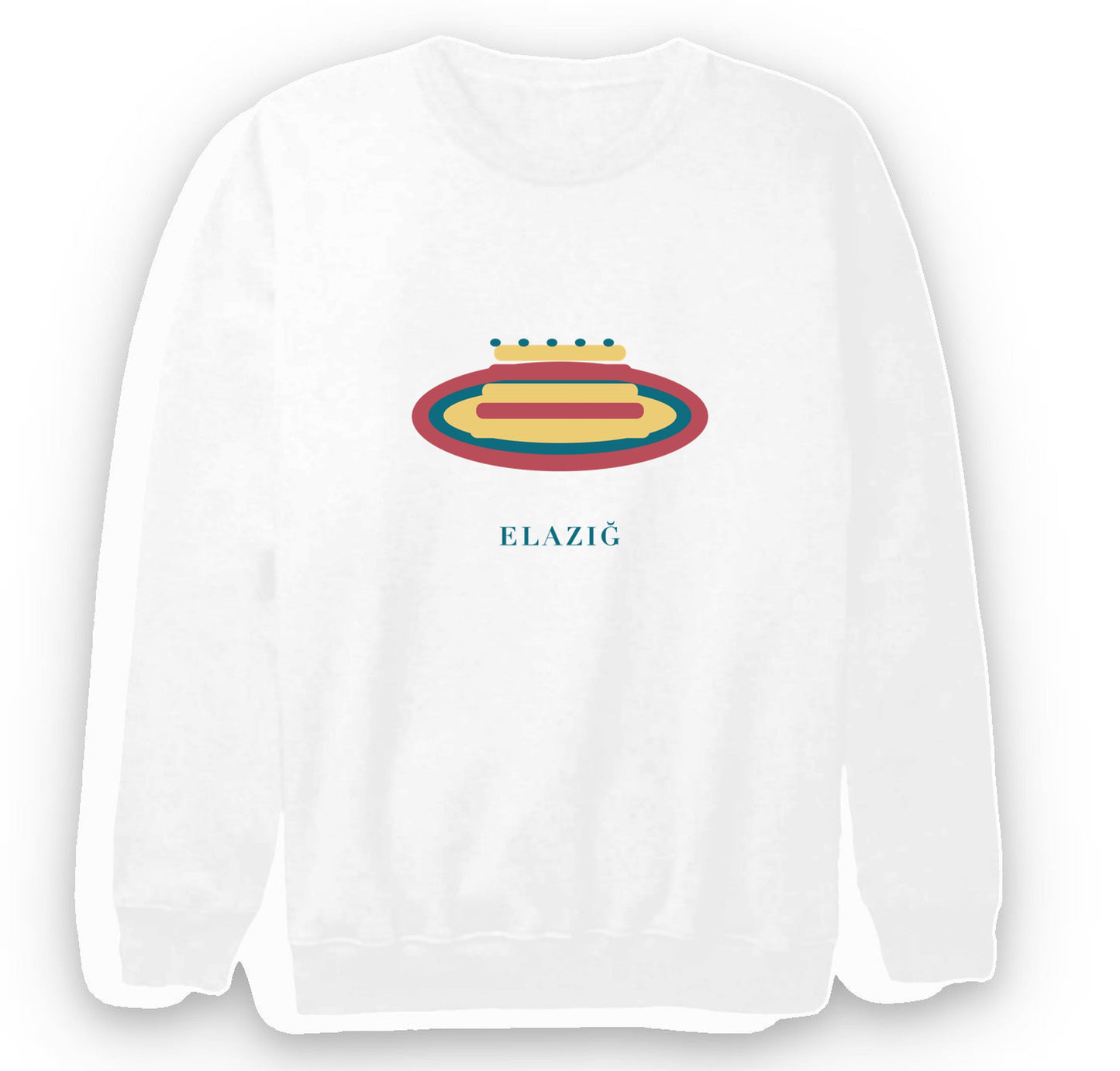 Elazığ Taş Ekmeği baskılı beyaz sweatshirt