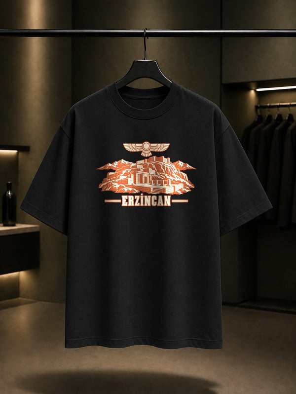 Erzincan Altıntepe Urartu baskılı siyah t-shirt
