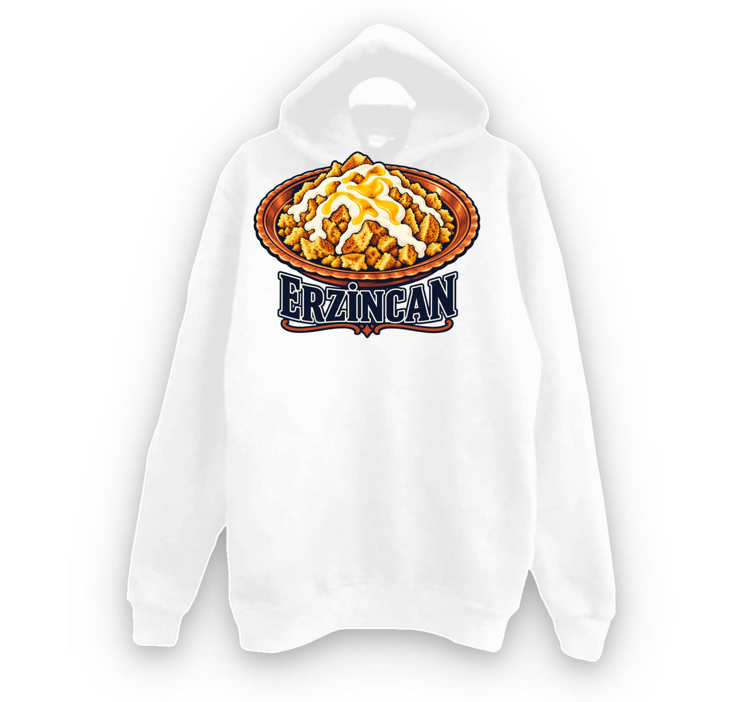 Erzincan Babikko baskılı beyaz kapüşonlu sweatshirt