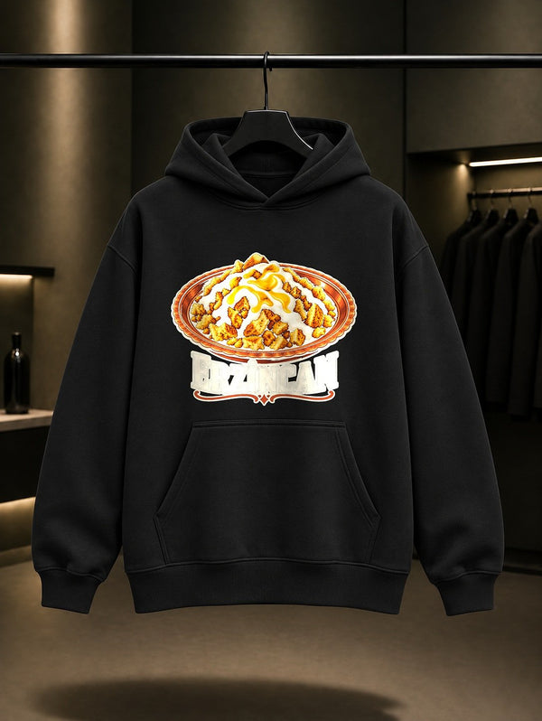 Erzincan Babikko baskılı siyah kapüşonlu sweatshirt
