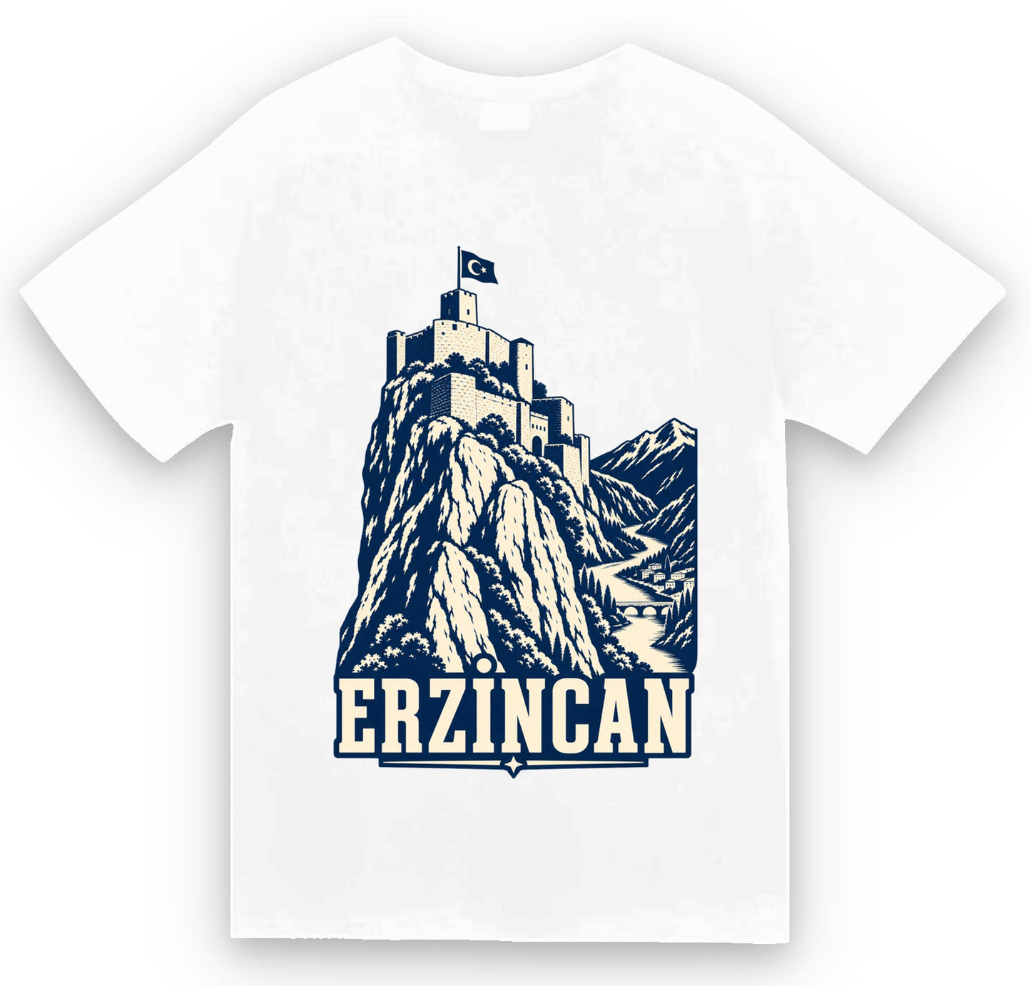 Erzincan Kemah Kalesi baskılı beyaz t-shirt