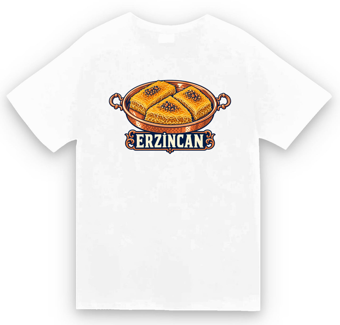 Erzincan Kesme Kadayıfı baskılı beyaz t-shirt