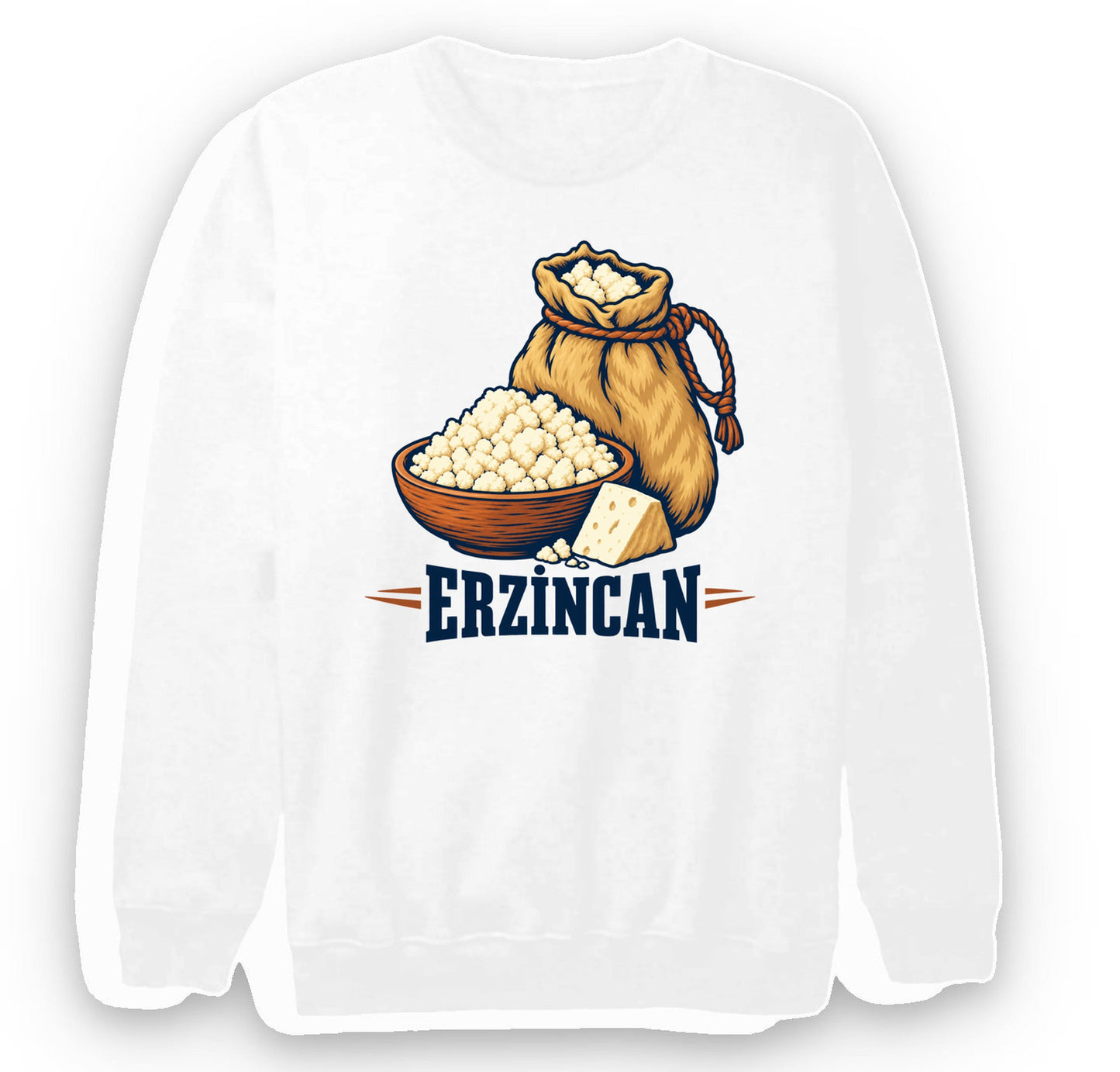 Erzincan Tulum Peyniri baskılı beyaz sweatshirt