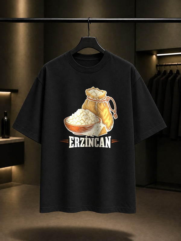 Erzincan Tulum Peyniri baskılı siyah t-shirt