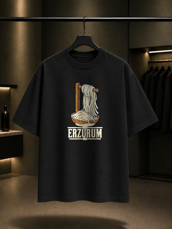 Erzurum Civil Peyniri baskılı siyah t-shirt