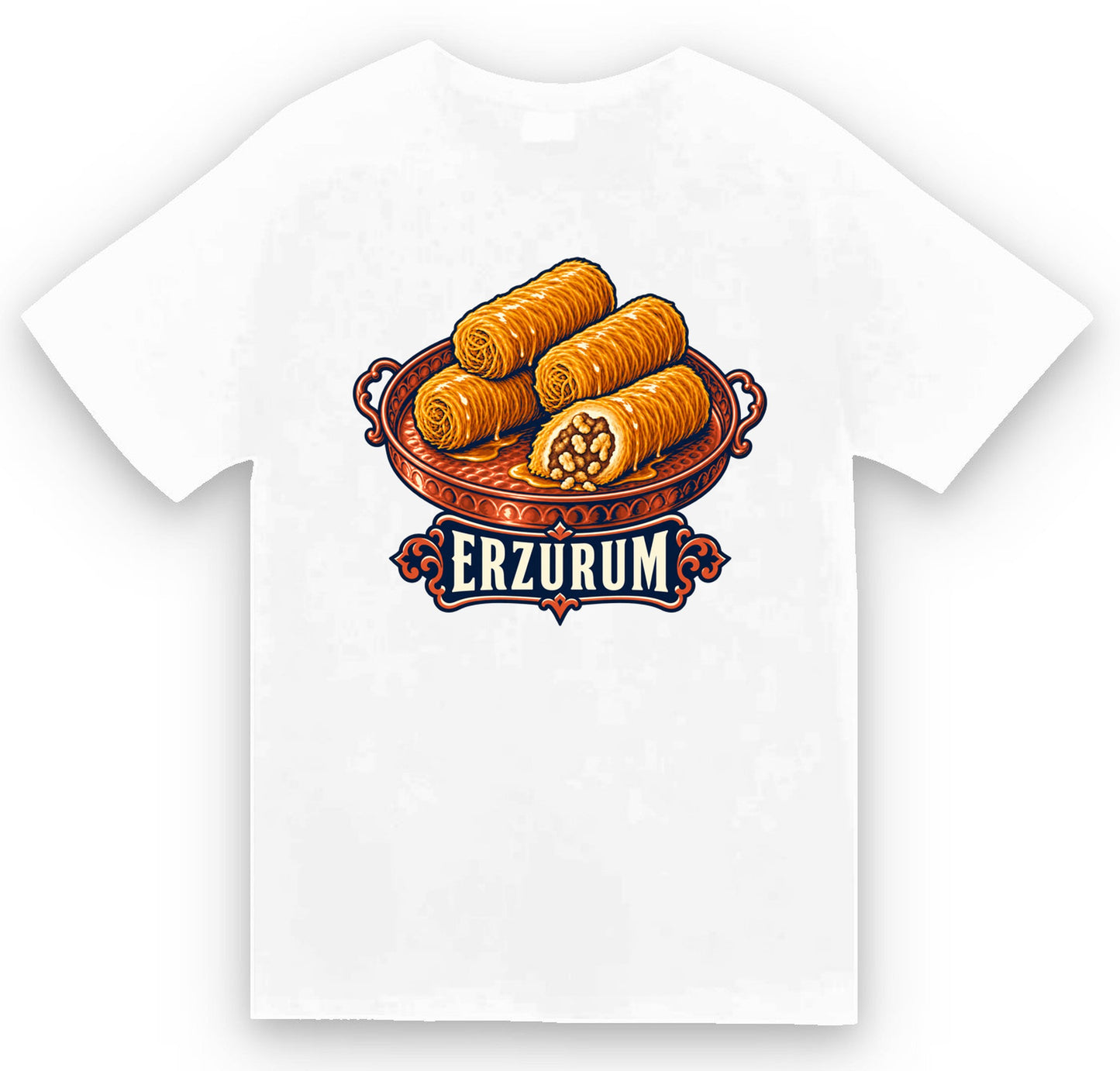 Erzurum Kadayıf Dolması baskılı beyaz t-shirt