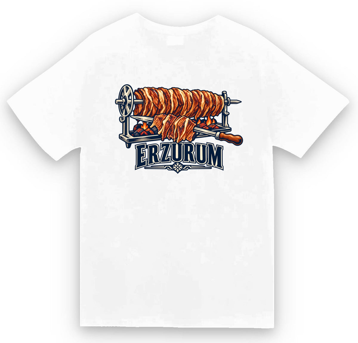 Erzurum Oltu Cağ Kebabı baskılı beyaz t-shirt