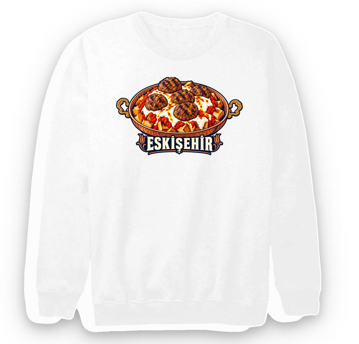 Eskişehir Balaban Köftesi baskılı beyaz sweatshirt