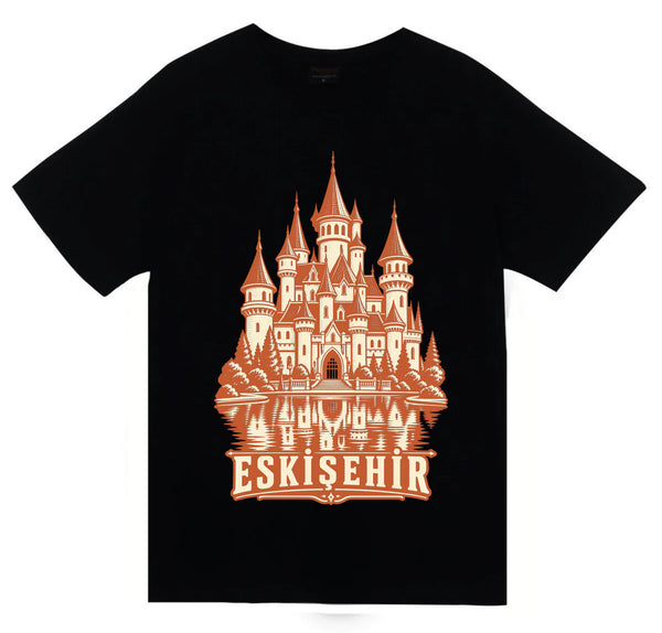 Eskişehir Sazova Masal Şatosu baskılı siyah t-shirt