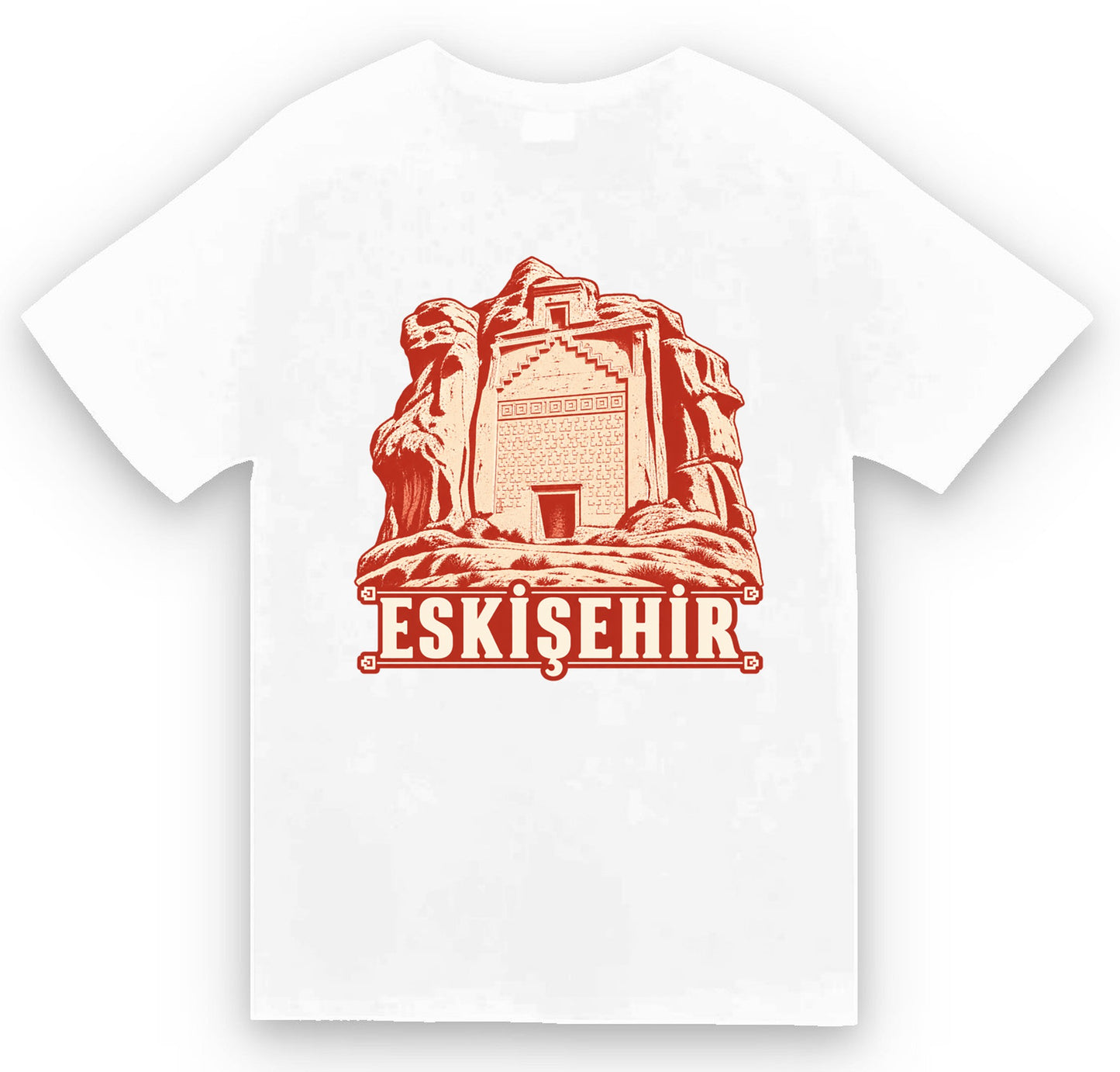 Eskişehir Yazılıkaya Midas Anıtı baskılı beyaz t-shirt