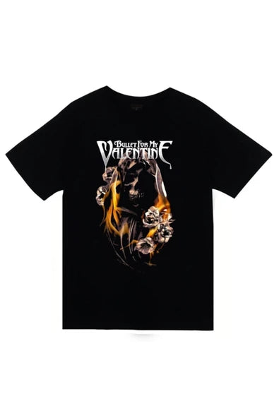 fame-stoned Bullet For My Valentine Baskılı Unisex %100 Pamuk Siyah T-shirt