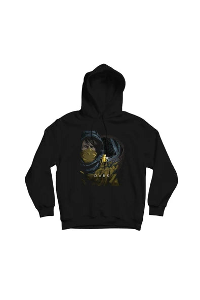 Dark (Netflix) - magara sahnesi baskılı siyah kapüşonlu sweatshirt