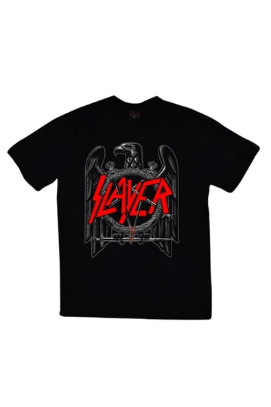 fame-stoned Unisex Siyah Slayer Baskılı T-shirt