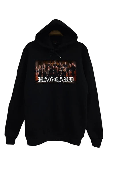 Haggard baskılı siyah kapüşonlu sweatshirt