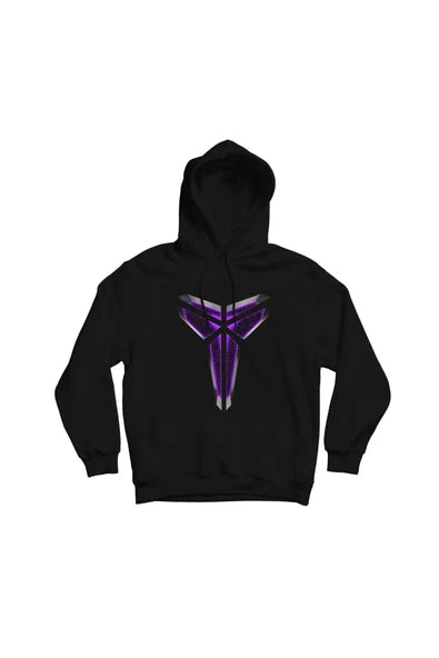 Kobe Bryant Mor Sheath logosu baskılı siyah kapüşonlu sweatshirt