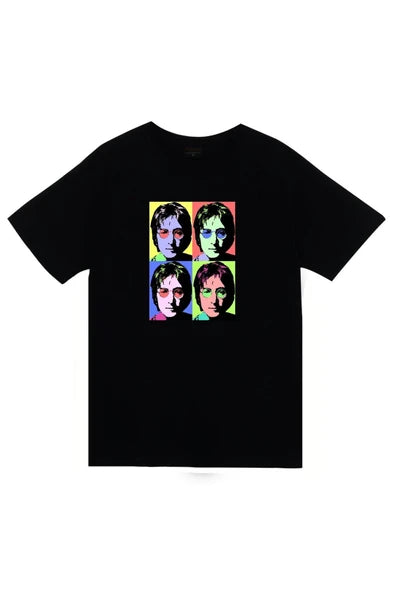 The Beatles Dört renkli pop-art portre baskılı siyah tişört
