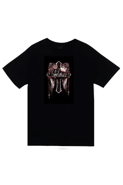 fame-stoned Lifelover Müzik Grubu Baskılı Unisex %100 Pamuk Siyah T-shirt