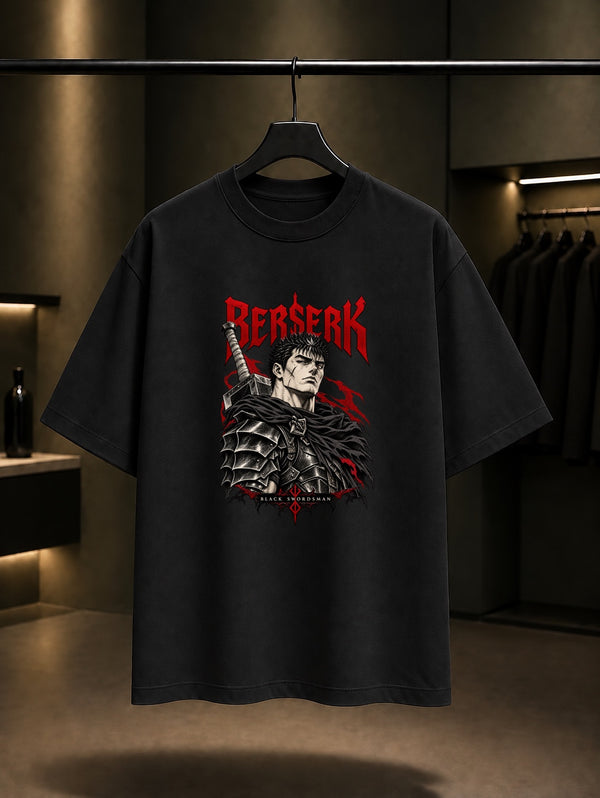 Berserk Guts Portre Tişört Siyah