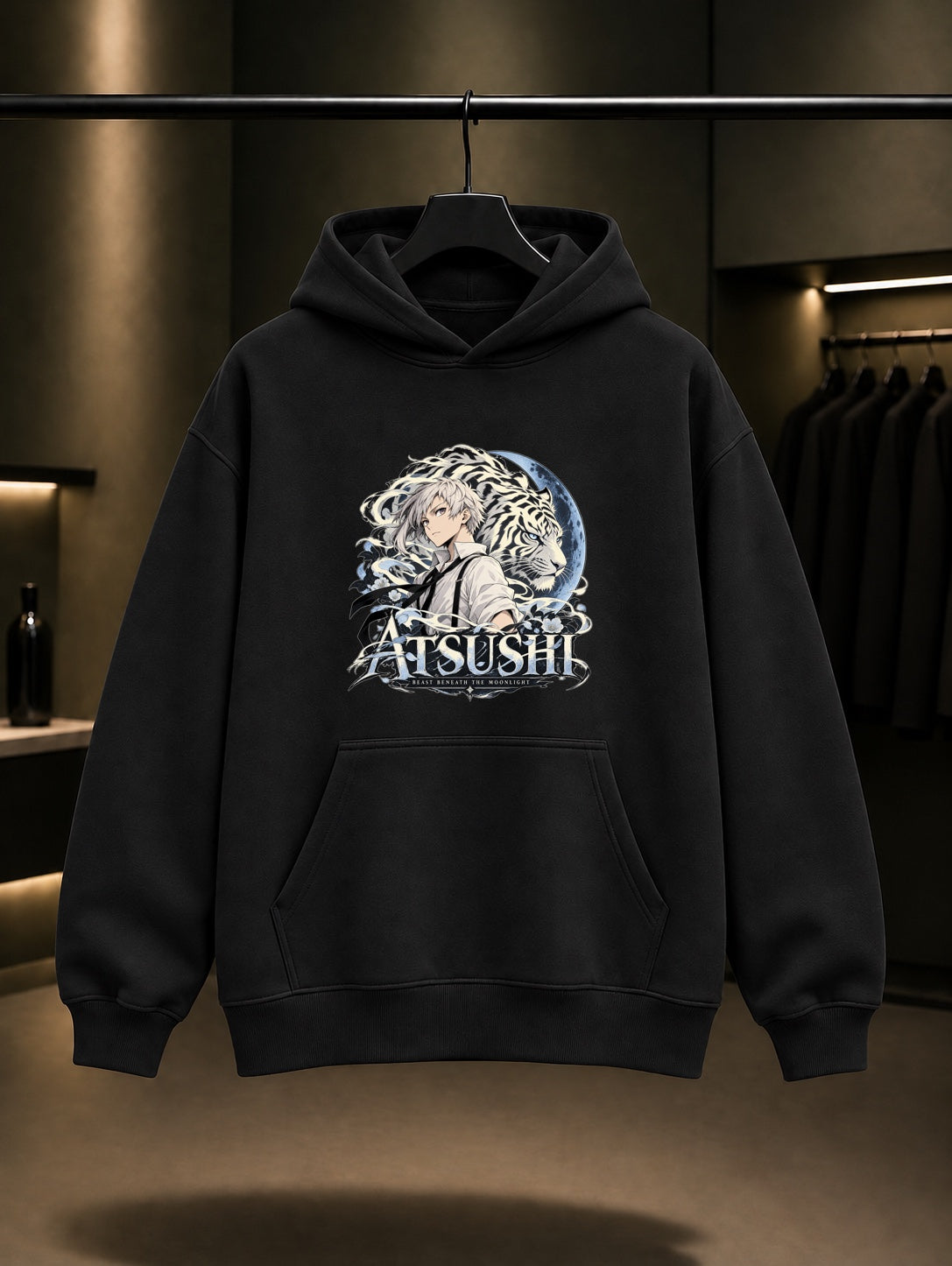 Bungou Stray Dogs Atsushi Moonlight Kapüşonlu Sweatshirt Siyah