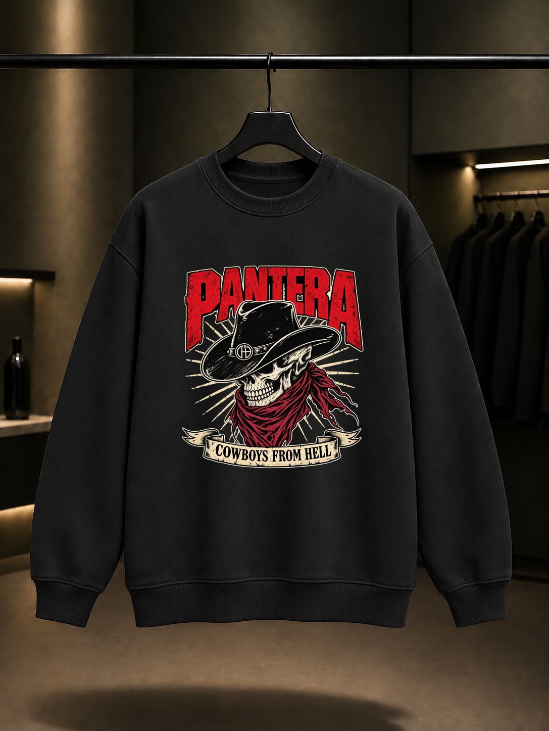 Pantera Cowboys from Hell Kovboy Kafatası Sweatshirt Siyah