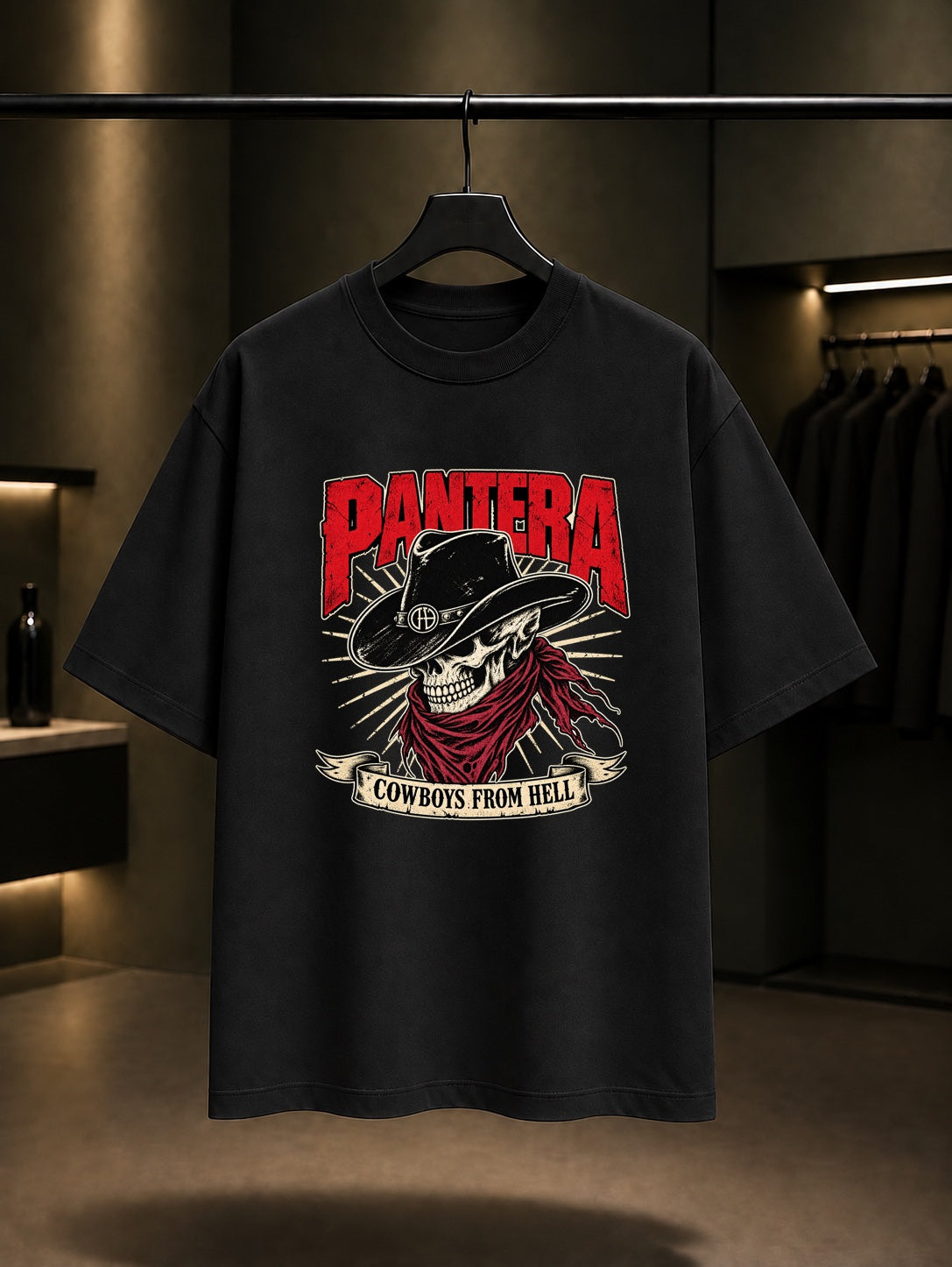 Pantera Cowboys from Hell Kovboy Kafatası Tişört Siyah