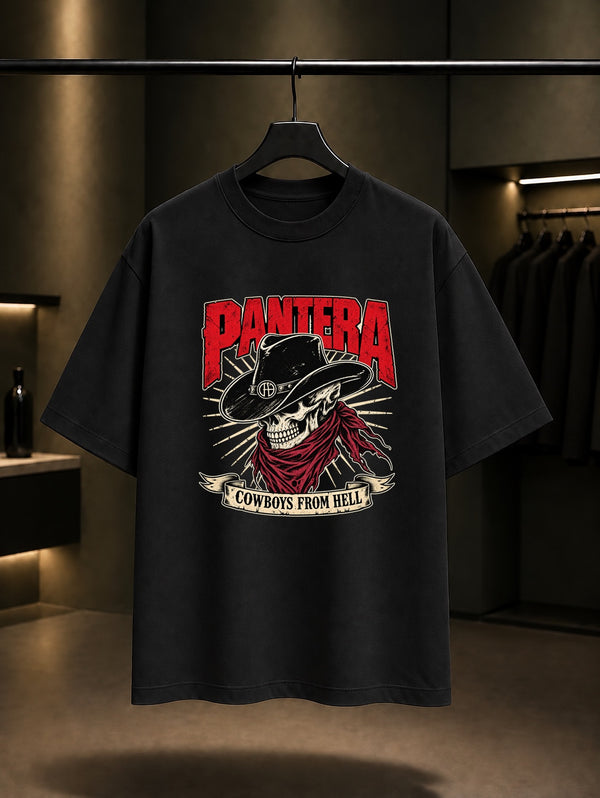 Pantera Cowboys from Hell Kovboy Kafatası Tişört Siyah