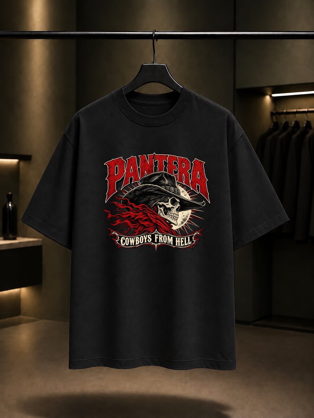 Pantera Cowboys from Hell Alevli Kovboy Tişört Siyah