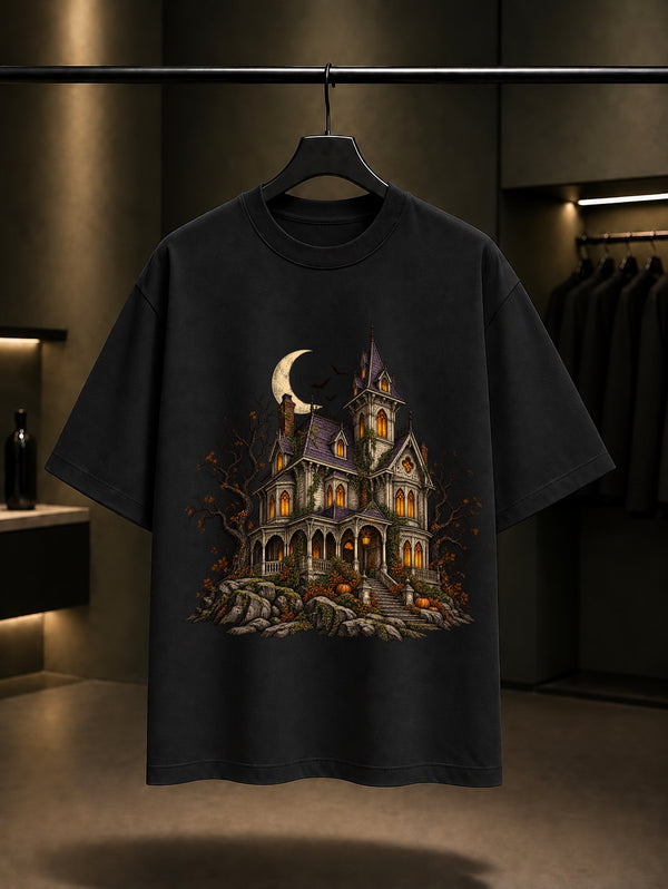 Halloween Haunted Manor Tişört Siyah