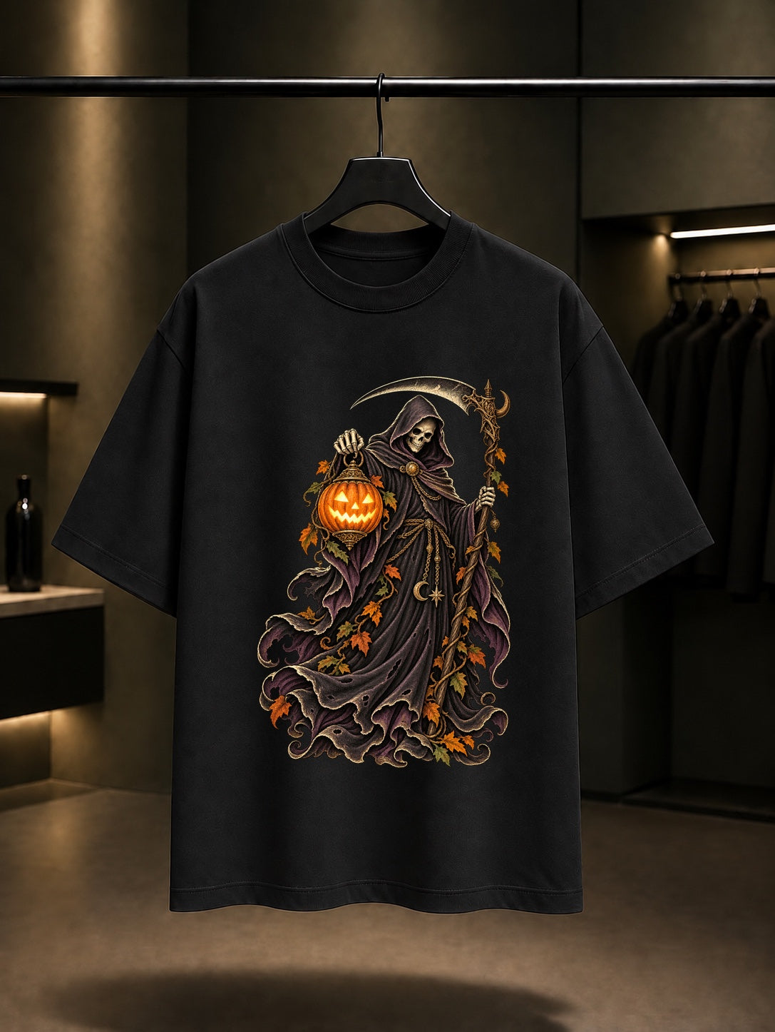 Halloween Lantern Reaper Tişört Siyah