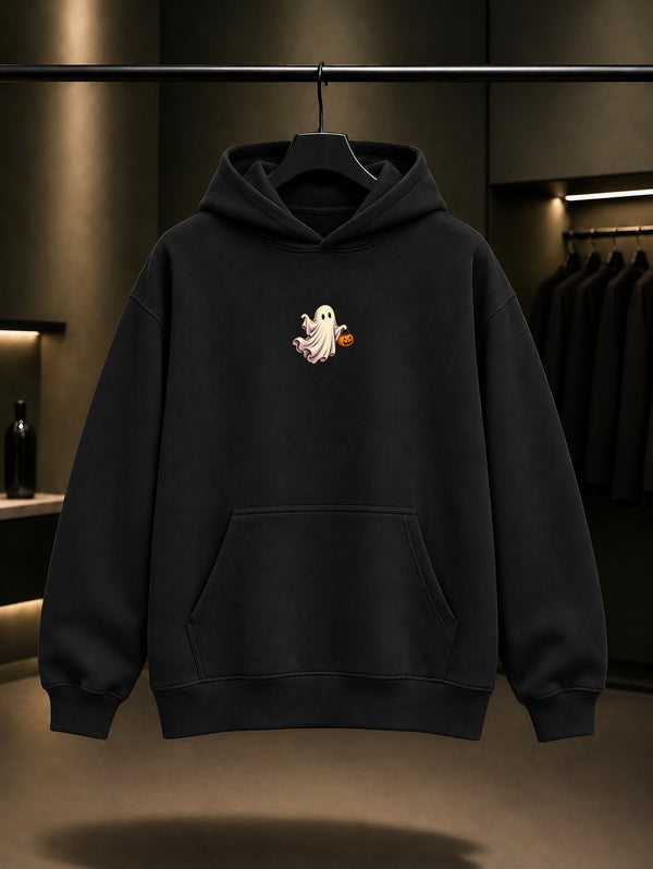 Halloween Mini Ghost Kapüşonlu Sweatshirt Siyah
