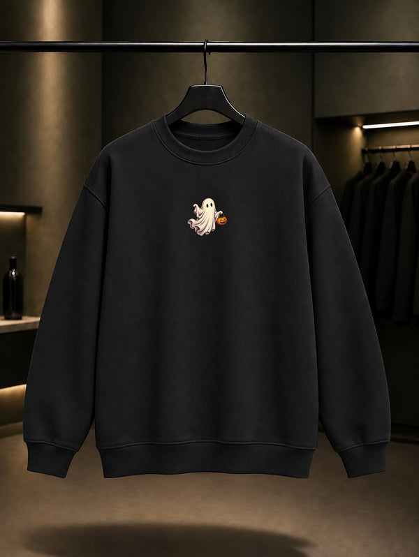 Halloween Mini Ghost Sweatshirt Siyah