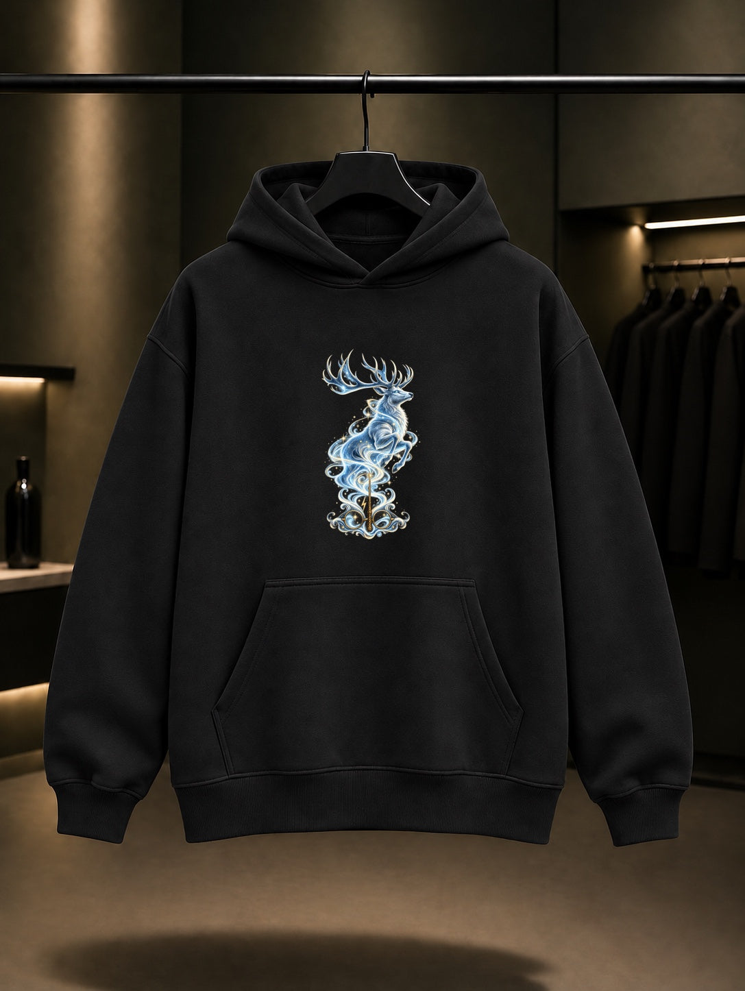 Harry Potter Patronus Spell Kapüşonlu Sweatshirt Siyah