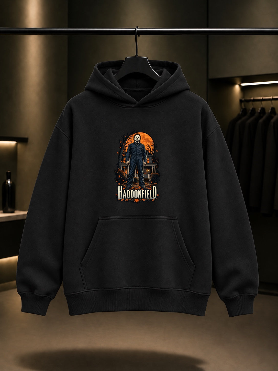 Michael Myers Haddonfield Night Kapüşonlu Sweatshirt Siyah