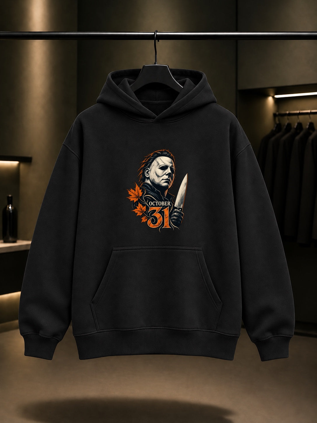 Michael Myers October 31 Kapüşonlu Sweatshirt Siyah