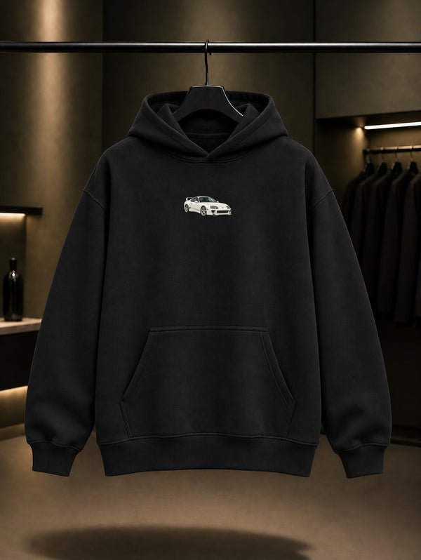 Midnight Club Mini Supra A80 Kapüşonlu Sweatshirt Siyah