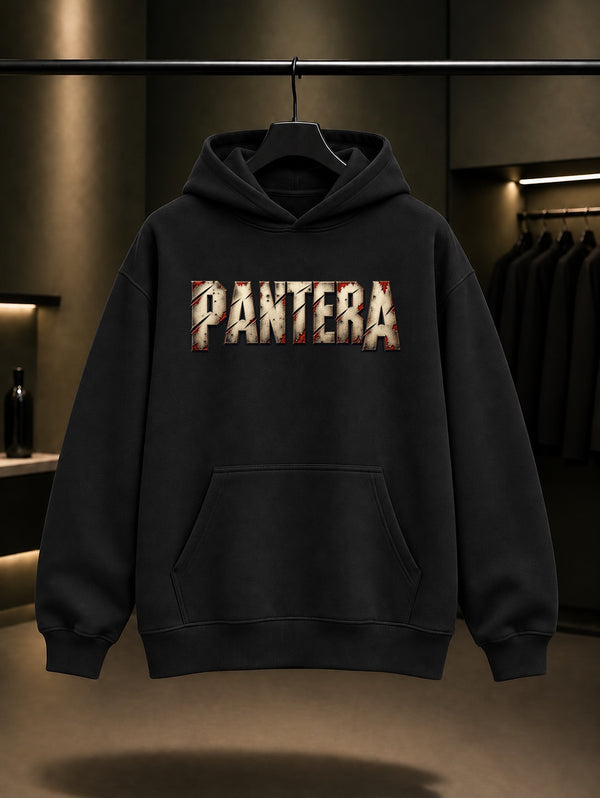 Pantera Metal Logo Kapüşonlu Sweatshirt Siyah