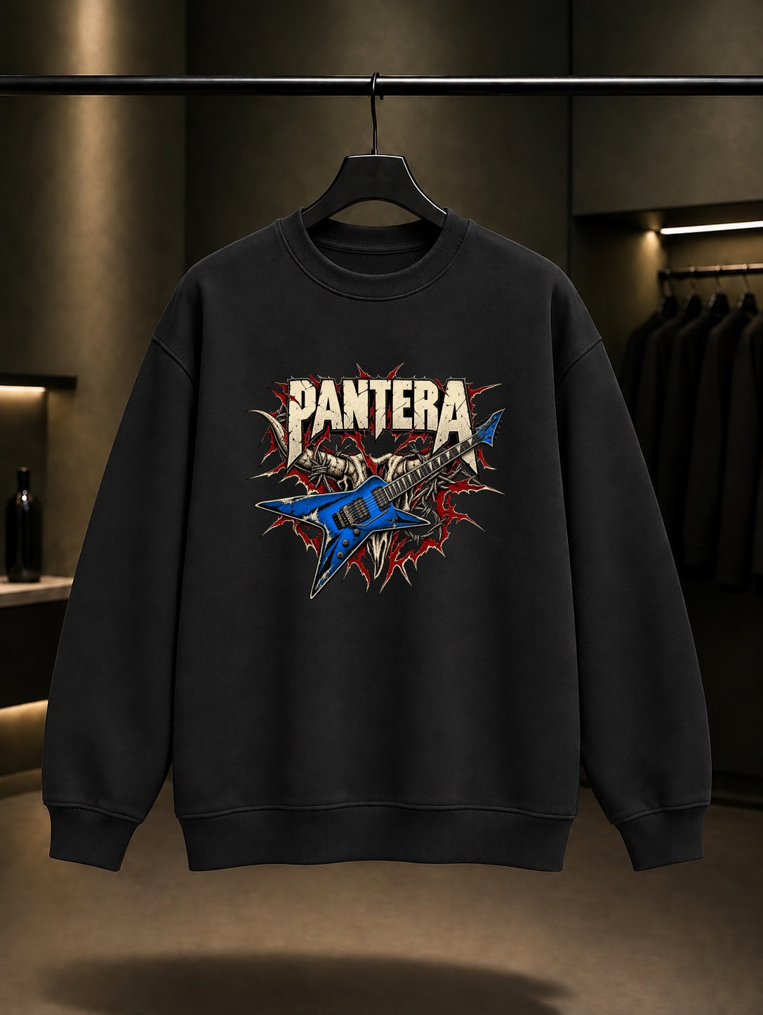 Pantera Mavi Gitar Sweatshirt Siyah