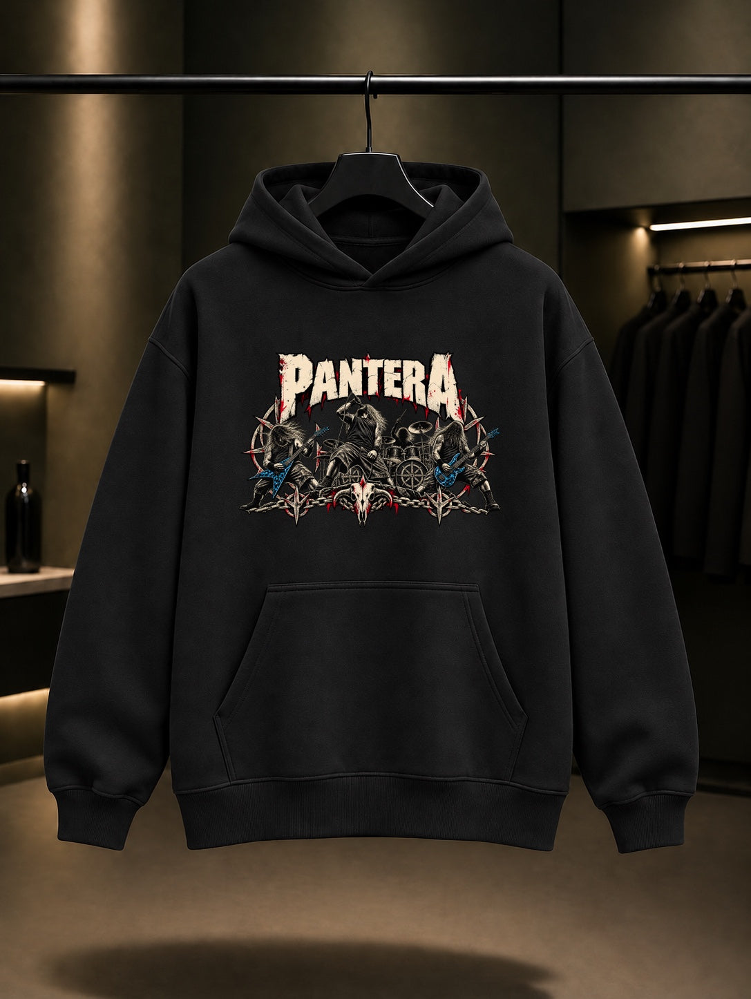 Pantera Canlı Sahne Kapüşonlu Sweatshirt Siyah