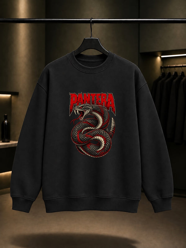 Pantera Snake Kıvrımlı Yılan Sweatshirt Siyah