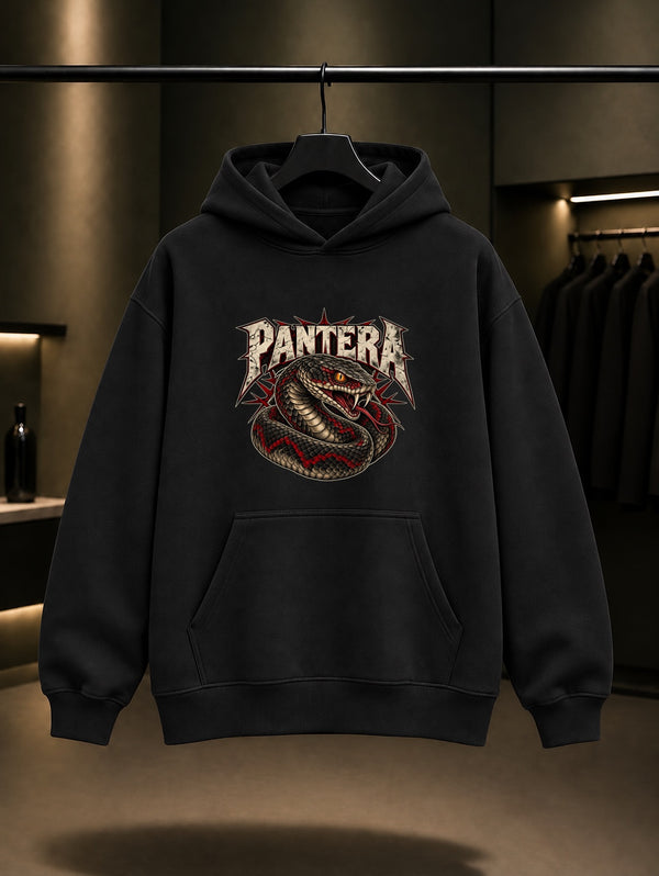Pantera Snake Yılan Gözü Kapüşonlu Sweatshirt Siyah