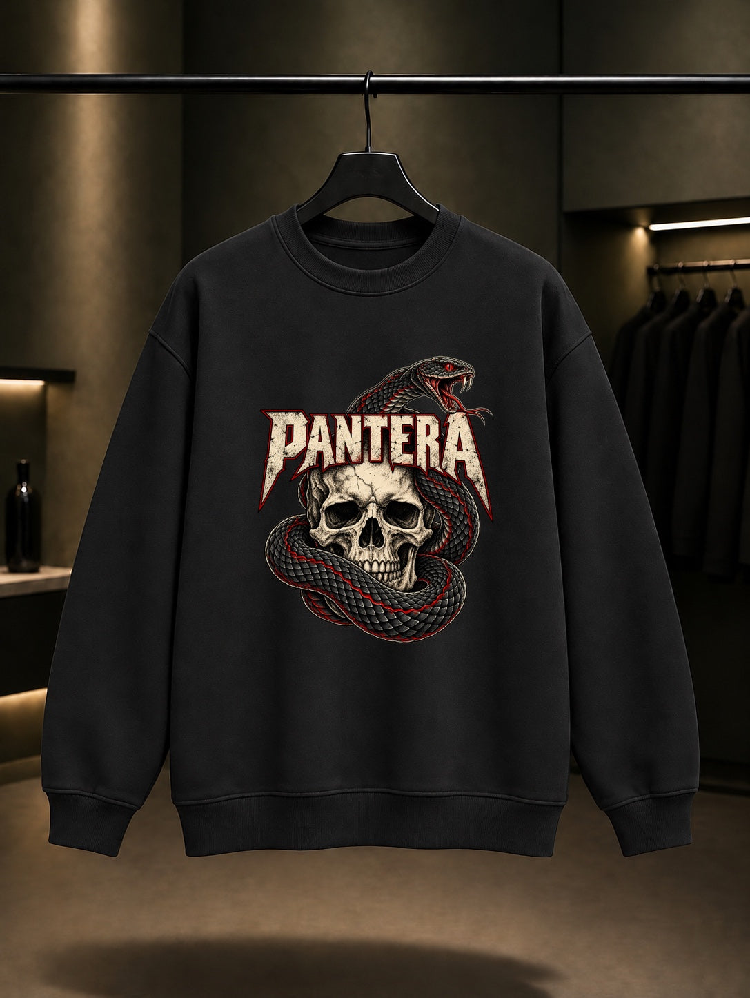 Pantera Snake Yılan ve Kafatası Sweatshirt Siyah