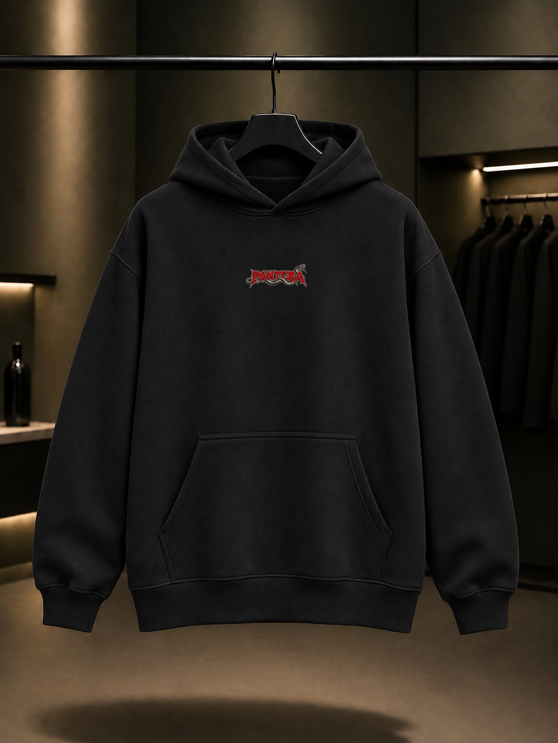 Pantera Snake Mini Yılan Logo Kapüşonlu Sweatshirt Siyah