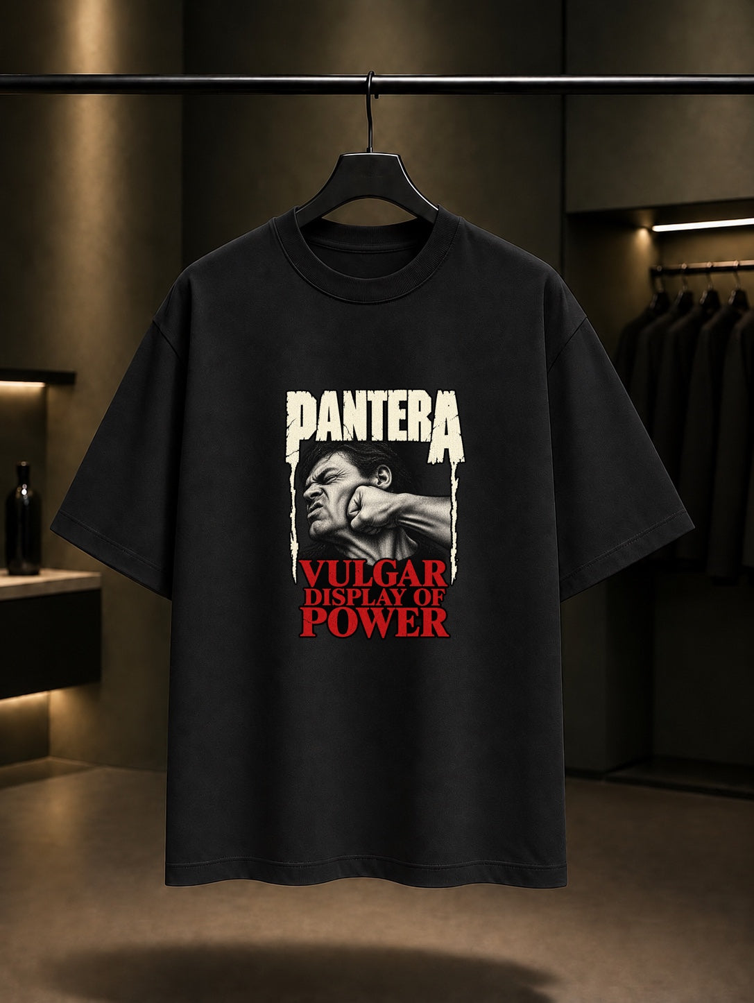 Pantera Vulgar Kırık Çerçeve Tişört Siyah